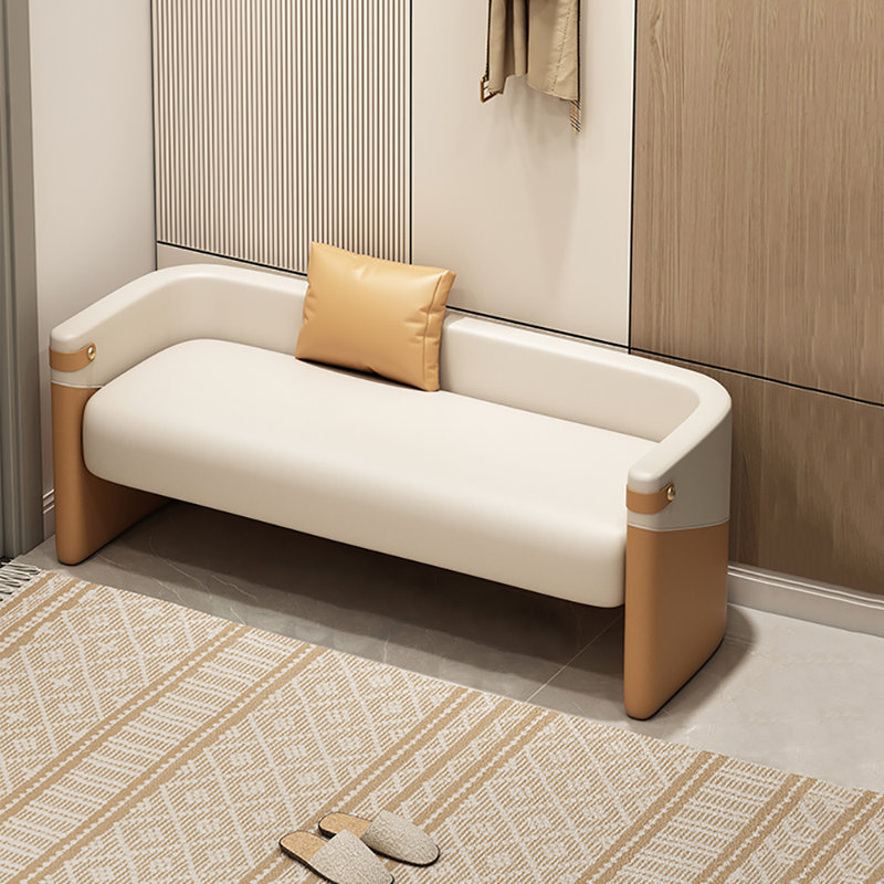 Banc de rangement pour tabouret 31,5 po, Beige/Orange