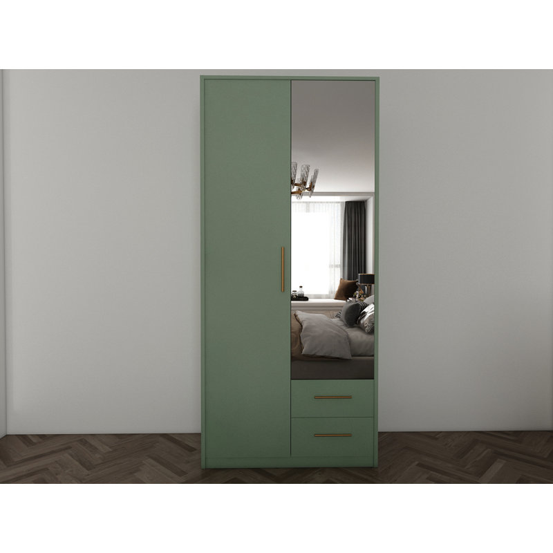 Pamel 2 Door Manufactured Wood Wardrobe, Green