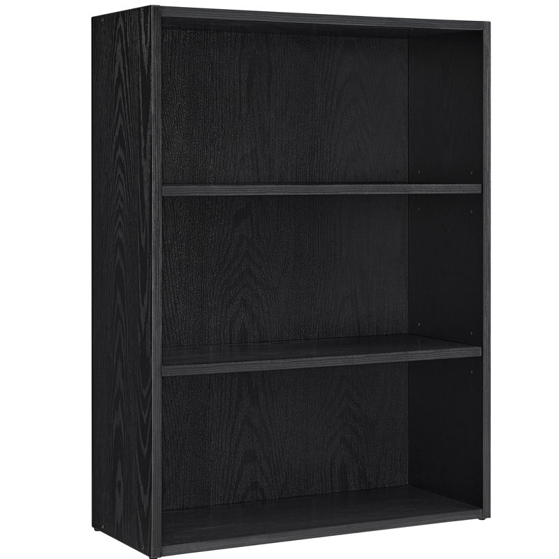 Brixley Standard Bookcase, (3 Shelves) 31.9" H x 23.6" W x 9.4" D, Ebony Black