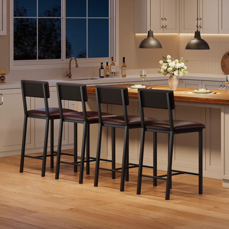 Counter Stool with Metal Frame, Brown
