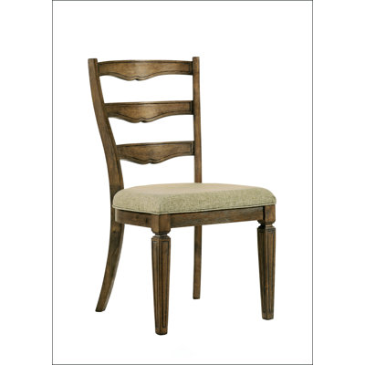 Light Brown Fabric And Weathered Oak Finish Side Chair