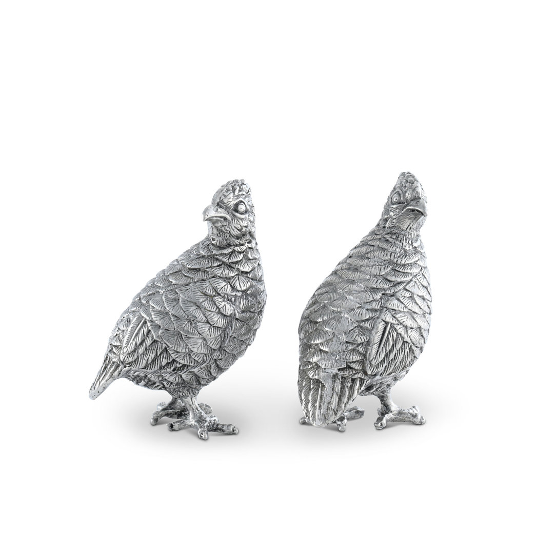 Morning Hunt Pewter Standing Quail Salt and Pepper Shaker Set Vagabond House
