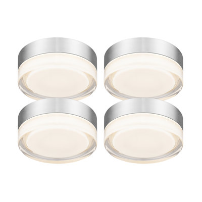 4 Pack 6 Inch LED Dimmable Flush Mount Milky White Glass Shade 5 Colors Temperatures Switch