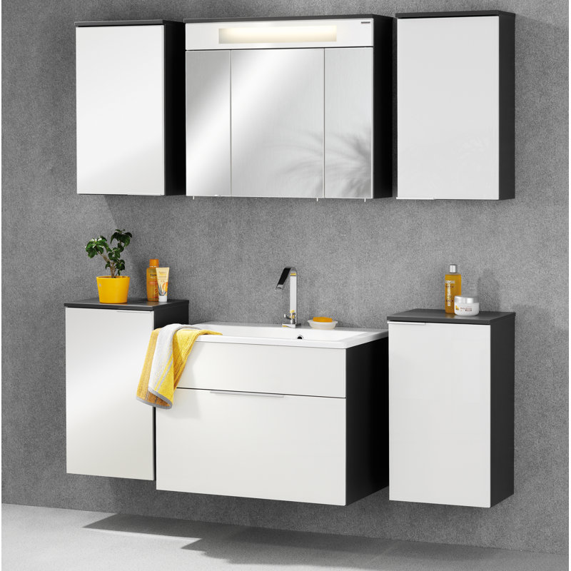 Kara Wall Bathroom Cabinet, White/Anthracite, Left-hinged door