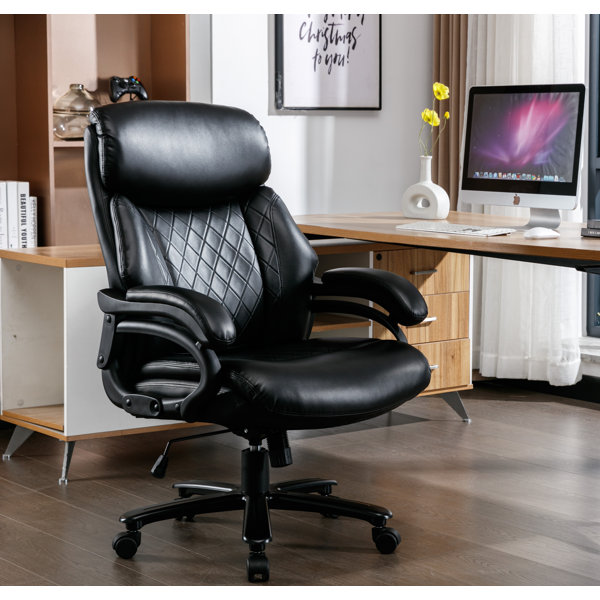 Jakyrah High Back Executive Faux Leather Office Chair with Back Support, Armrest and Lumbar Support Inbox Zero Upholstery Color: Gray