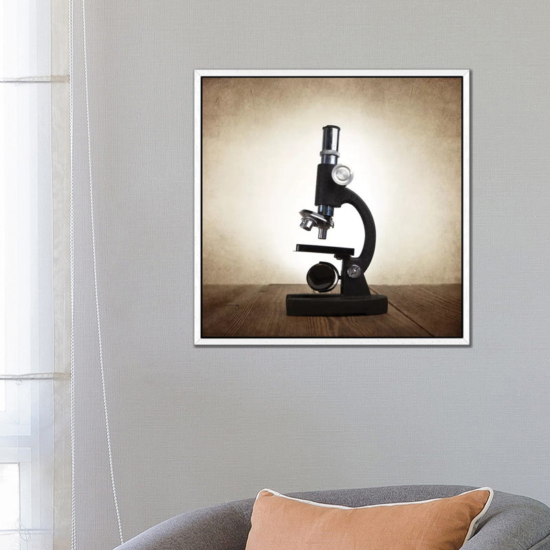 Microscope - Print on Canvas, White Framed, 66.04 cm H x 66.04 cm W