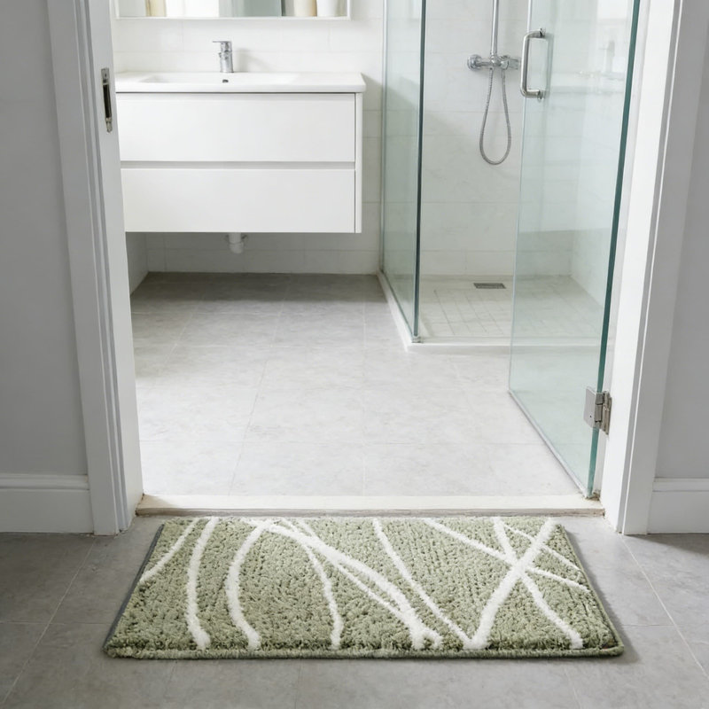 Modern Curved Line Bathroom Rug Set, Soft Absorbent Microfiber Bath Mats With Non-Slip Backing, Plush Shaggy Carpet For Bathroom Floor, Tub And Shower