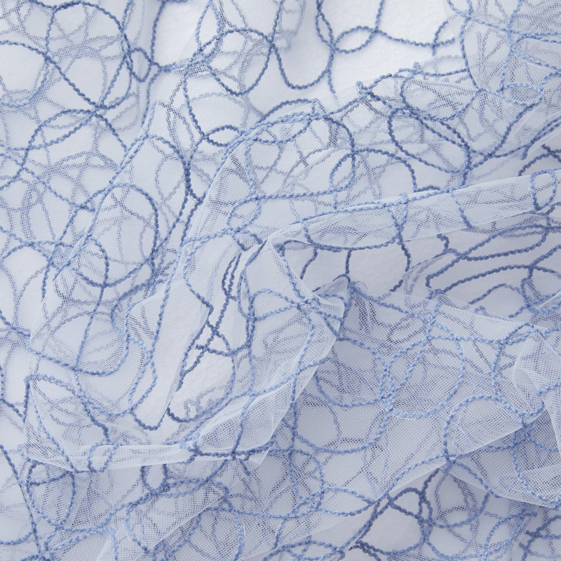 Ketaki Abstract Tailored Cafe Curtain, 30" W x 24" L, Dusty Blue