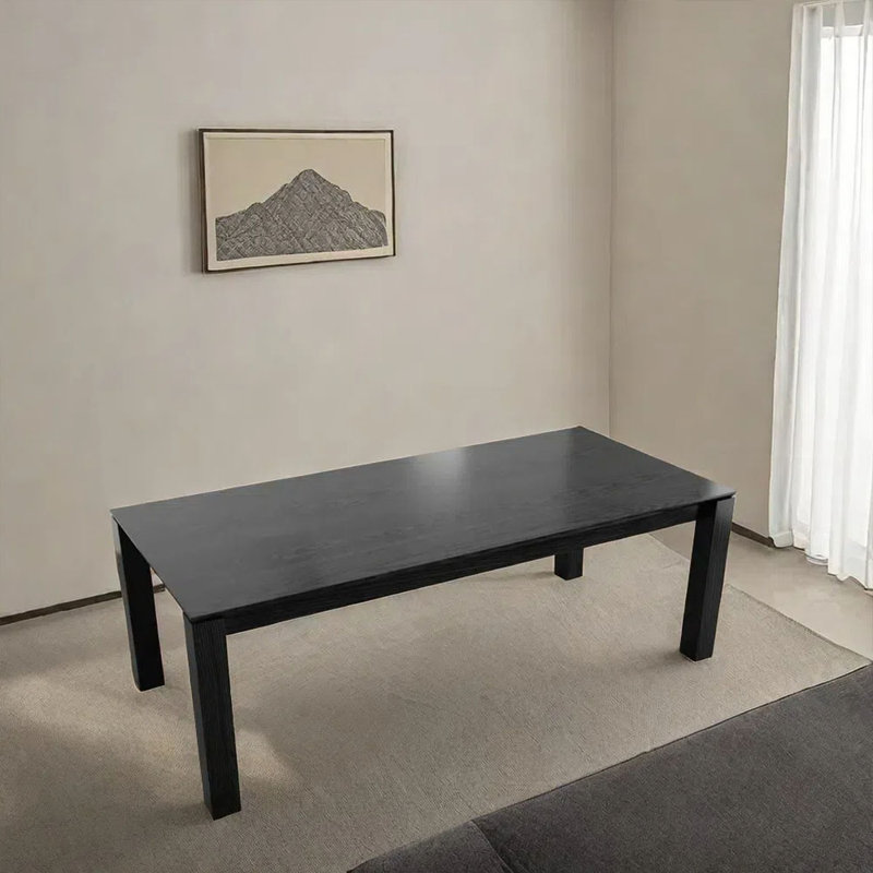 Table de salle à manger de luxe rectangulaire en bois massif, H 29,52 po x L 62,99 po x l 31,49 po, Noir