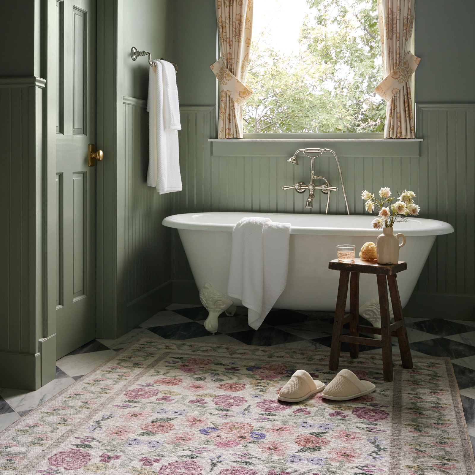 Rifle Paper Co. x Loloi Rosa Ivory Floral Rug, Rectangle 7'6" x 9'6"