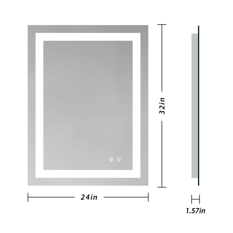 Miroir de salle de bain Lashaunte, Rectangle, 32 po x 24 po