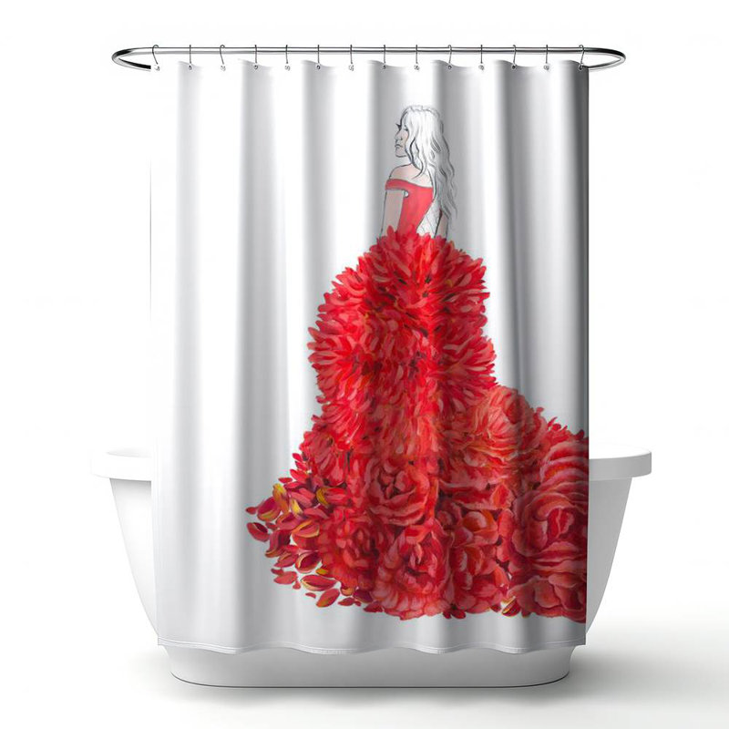 Shower Curtain FA47 – Polyester Shower Curtain, Dye Sublimation Print, 71" W × 74" L