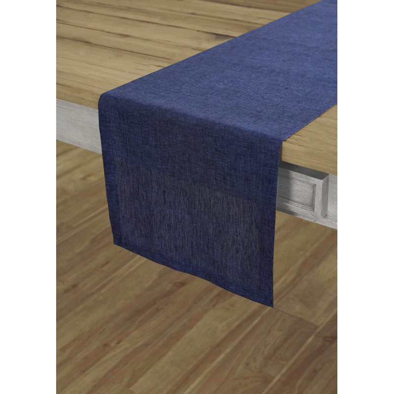 100% Pure Linen Table Runner - Athena, 36" x 14", Chambray Navy