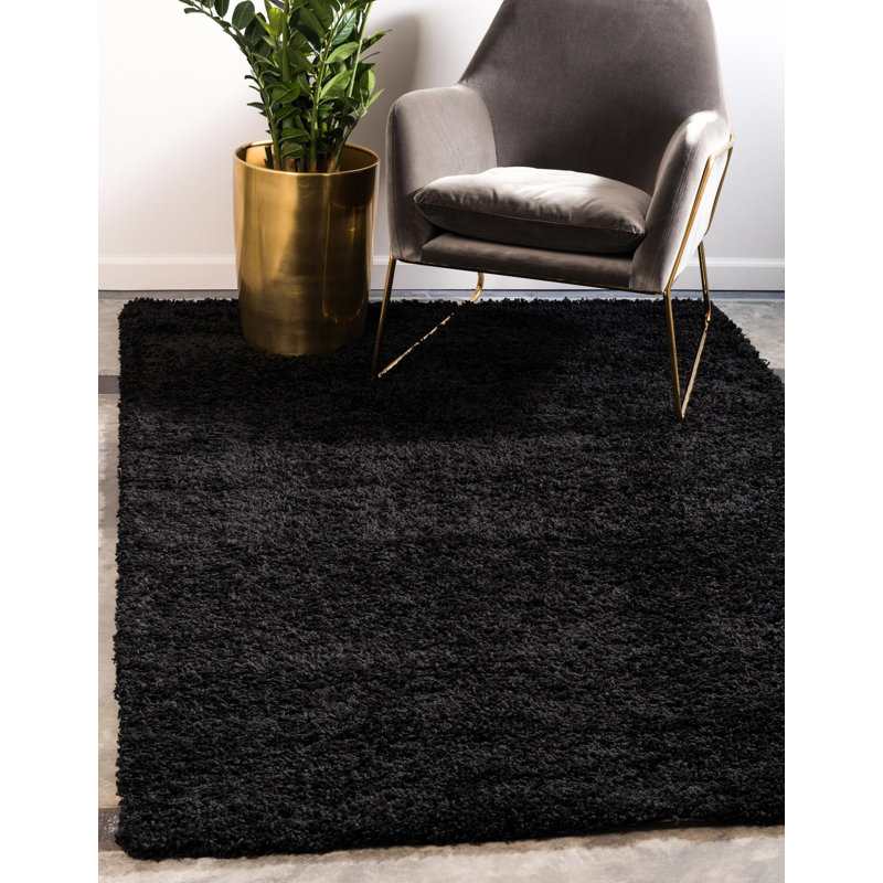 Tapis noir de jais Santoshi, Carré 7 pi 10 po