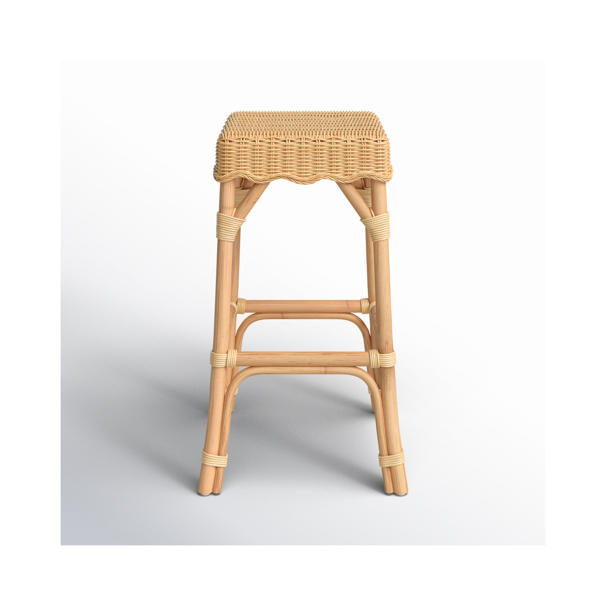 Lacie Rattan Scalloped Bar and Counter Height Stool, Bar Stool (30" Seat Height)