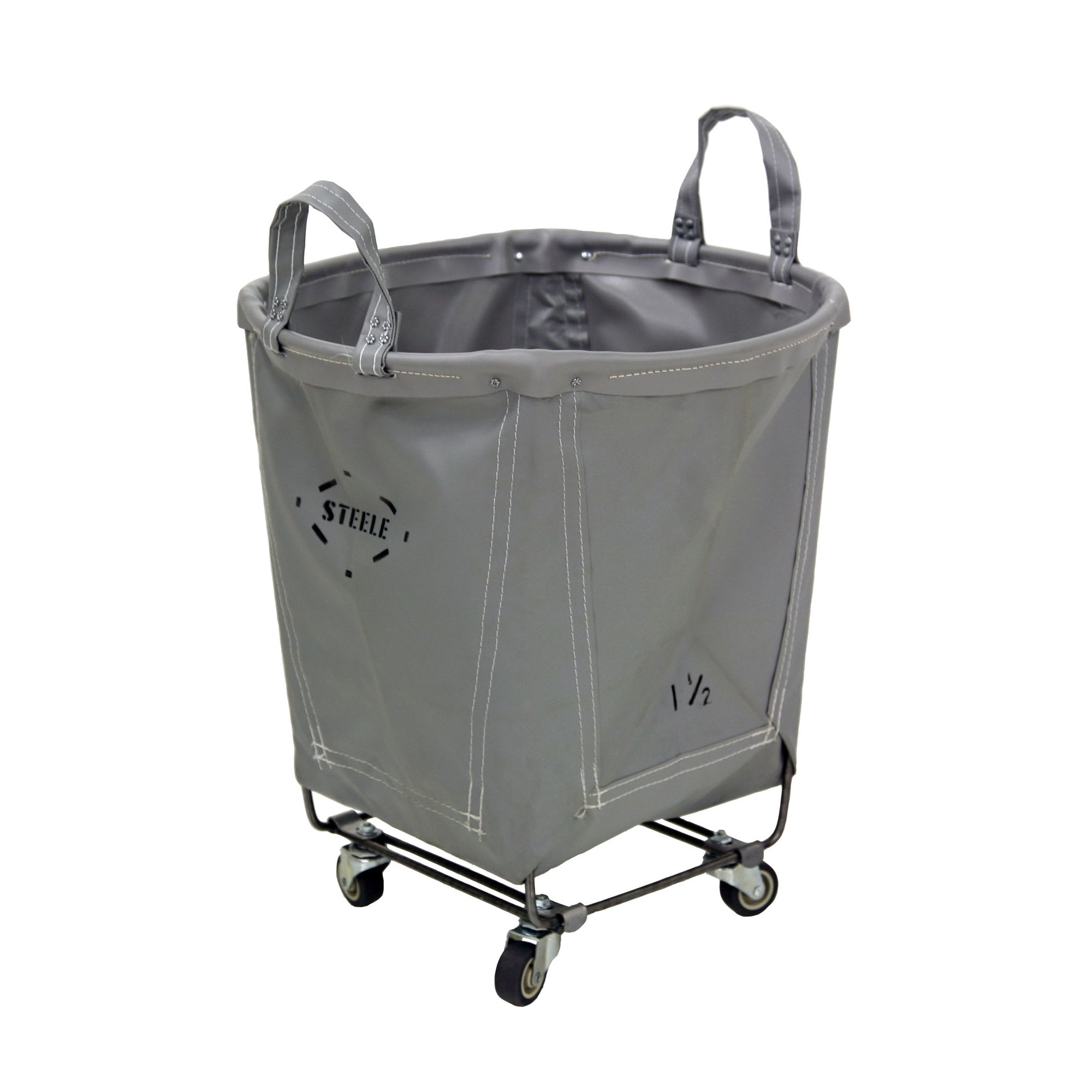 Canvas Round Carry Truck - 1.5 Bu, Gray Vinyl with Gray Vinyl Rim, 2"