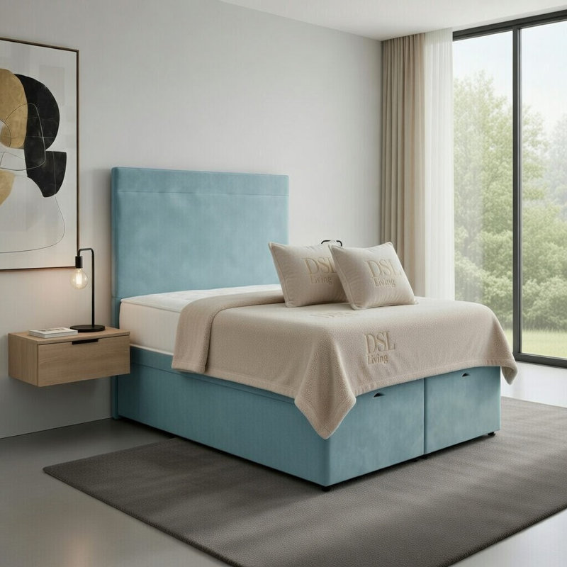Upholstered Bed, Single, Duck Egg
