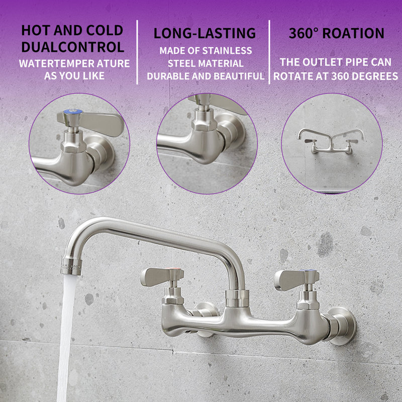 VIBRANTBATH Kitchen Faucet, Brushed Nickel, 8
