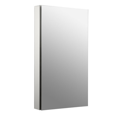 KOHLER Catalan Aluminum Single-Door Medicine Cabinet with 107 Degree Hinge, Frameless with Adjustable Shelves