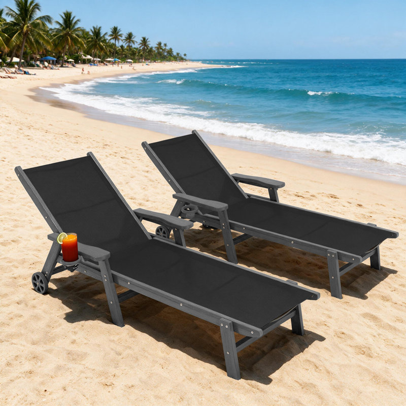 Chaise longue inclinable en PEHD, Black, 2
