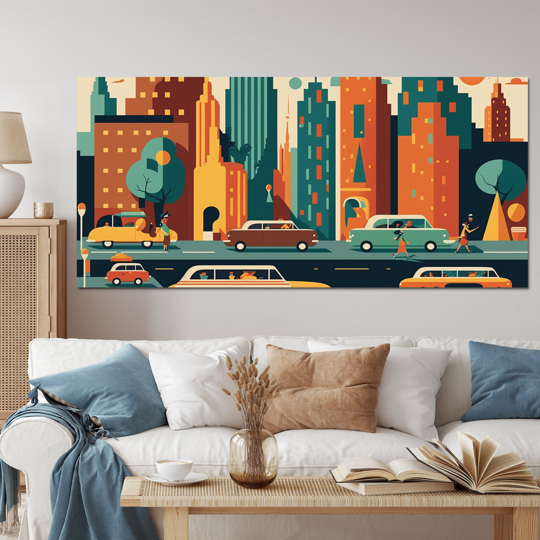 Colorful Cityscape V - Cityscapes Canvas Wall Art Corrigan Studio® Overall 