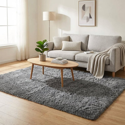 Soft Shag Area Rug for Bedroom Nursery,Gray