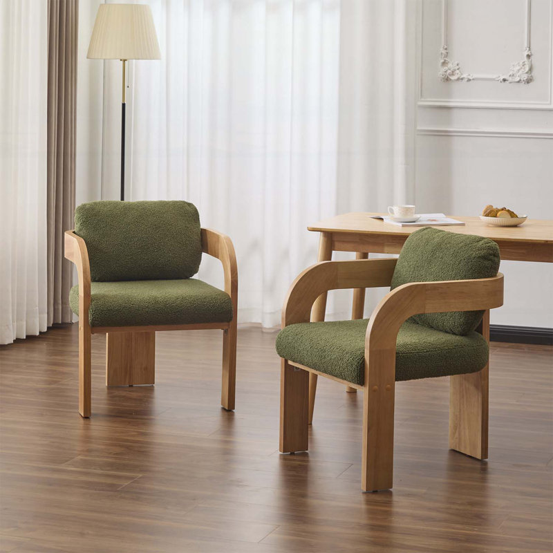 Ensemble de 2 chaises d'appoint élégantes avec dossier coussiné, structure en bois pour une assise confortable, Vert