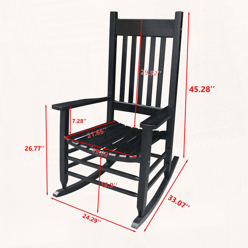 Chaise berçante en bois massif, Noir