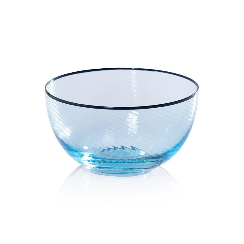 Ensemble de bols de service en verre 4 pièces Sicilian, Aqua / bleu marine