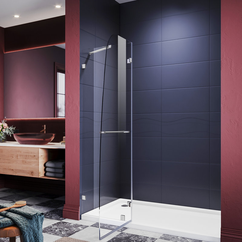 45"W x 72"H Frameless Shower Door,Hinged Pivot Tub Door with 1/4" Clear Tempered Glass,Chrome