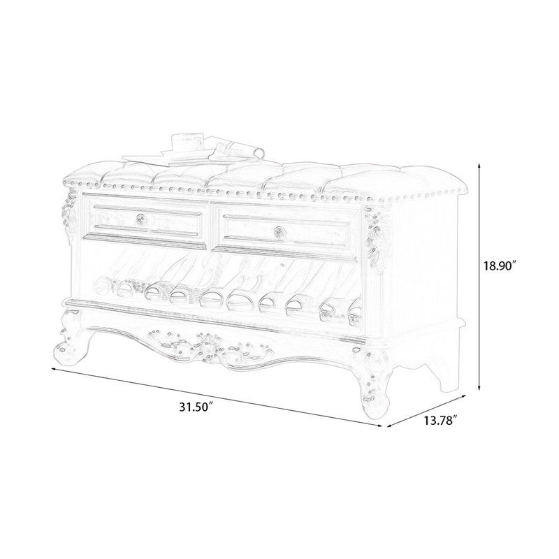 Banc rembourré en noyer, Walnut
