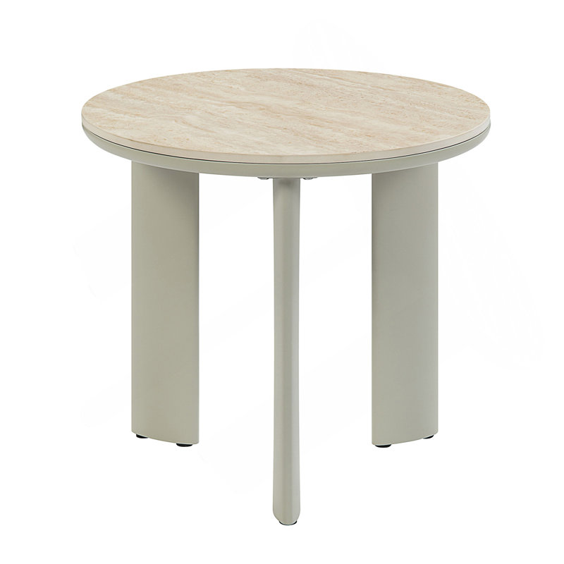 Table de bout avec plateau en céramique et finition gris clair Ingram, durable et élégante pour les espaces de vie modernes