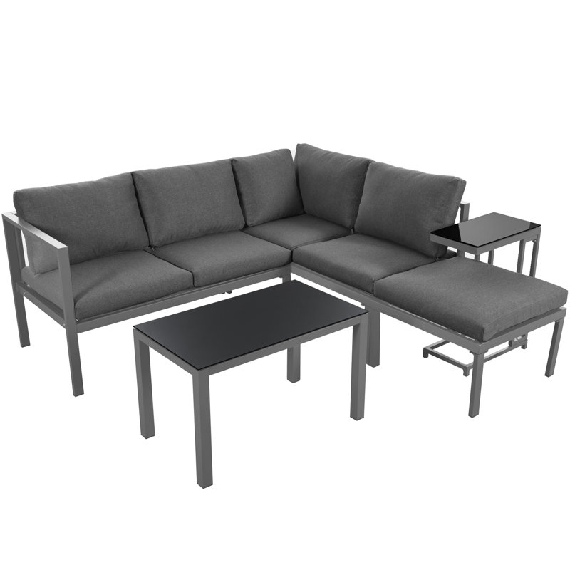 Wicker 5 - Person Garden Lounge Set with Cushions