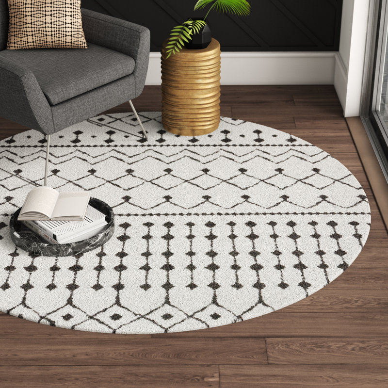 Junious Geometric Indoor Rug, Round 5'3"