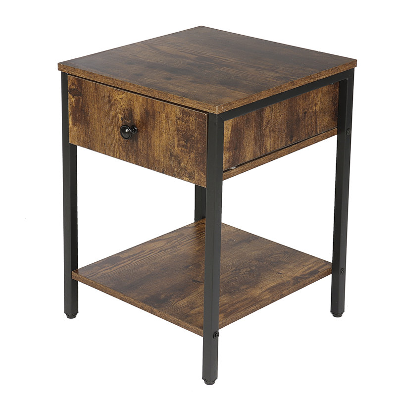 Goree 15.74'' W Metal Nightstand, Rustic Brown