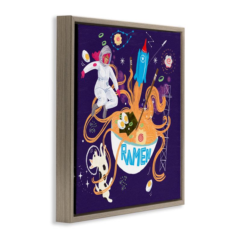 Cadre fantaisiste flottant Ramen in Space, design par Juliet Rose Philips, H 25 po x l 25 po, Cadre flottant orme Montalcino