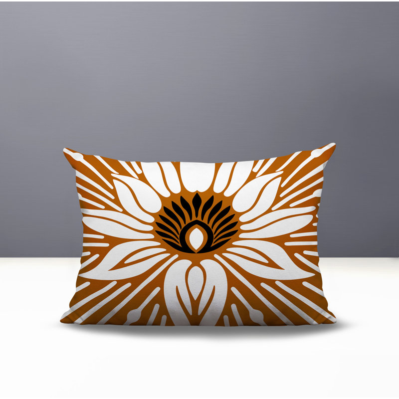 Oreiller rectangulaire réversible intérieur / extérieur Carla, Orange, Rectangle H 14 po x l 20 po