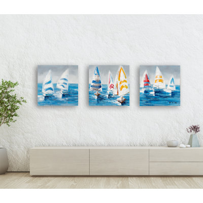 " Colorful Sailboats II " Painting Print