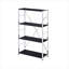 Bibliothèque rectangulaire à 4 niveaux avec rangement ouvert en métal noir et chrome de style contemporain et bois synthétique
