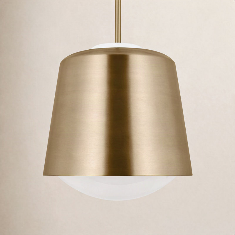 Draper Single Light Steel Dimmable Pendant, Gold