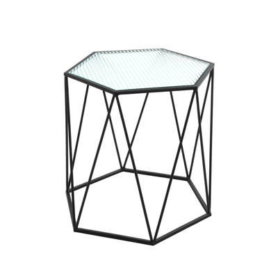 Indii Glass Top Frame End Table