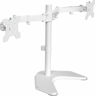 White Dual Monitor Desk Stand