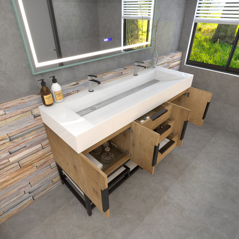 Finition du meuble-lavabo sur pied simple 60 po Jessica / Base: Chêne blanc, Teck chêne