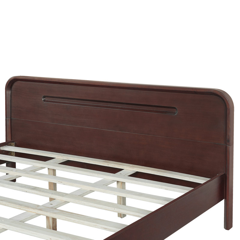 LIT EN BOIS PINE, Grand, Noyer foncé