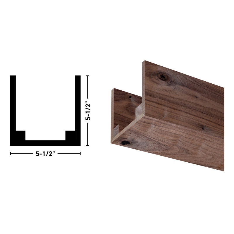 Rustic Walnut Unfinished Wood U-Shaped Decorative Beam