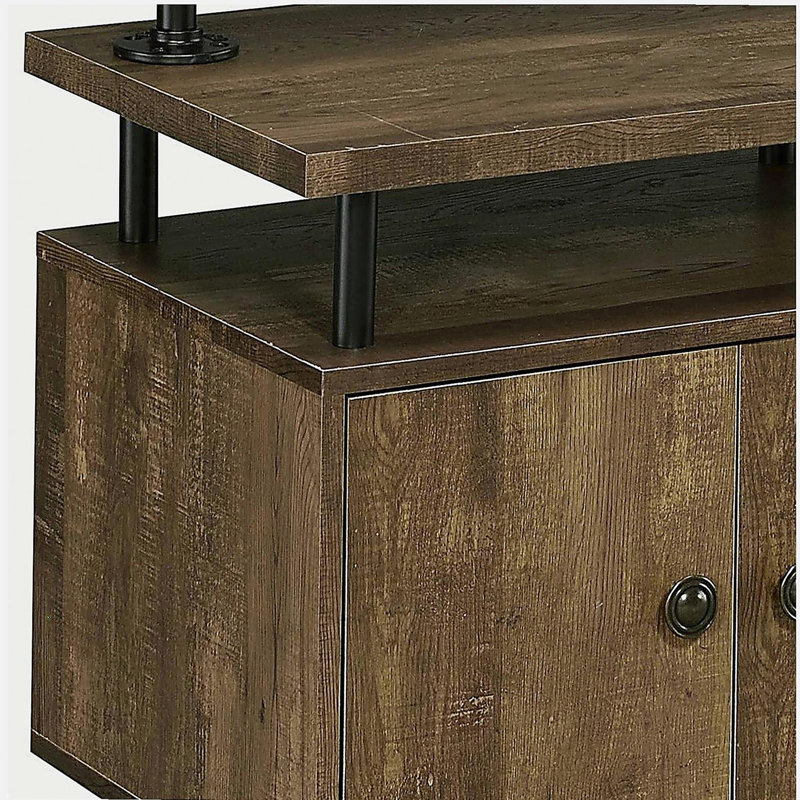 Rustic Oak And Black Side Pier With Open Shelving