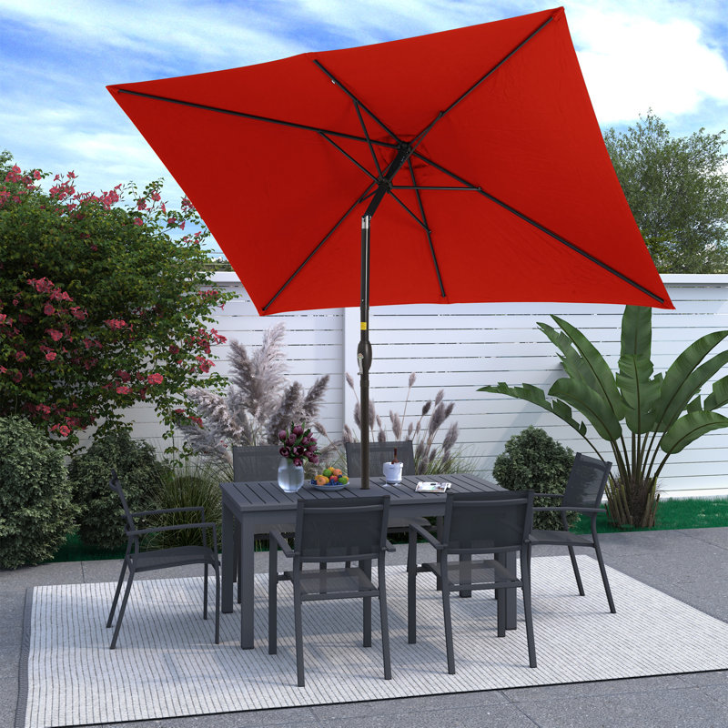 Parasol de marché rectangulaire 10 pi Barrios, Rouge