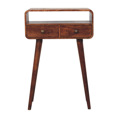 Mini California Walnut Curved Console Table