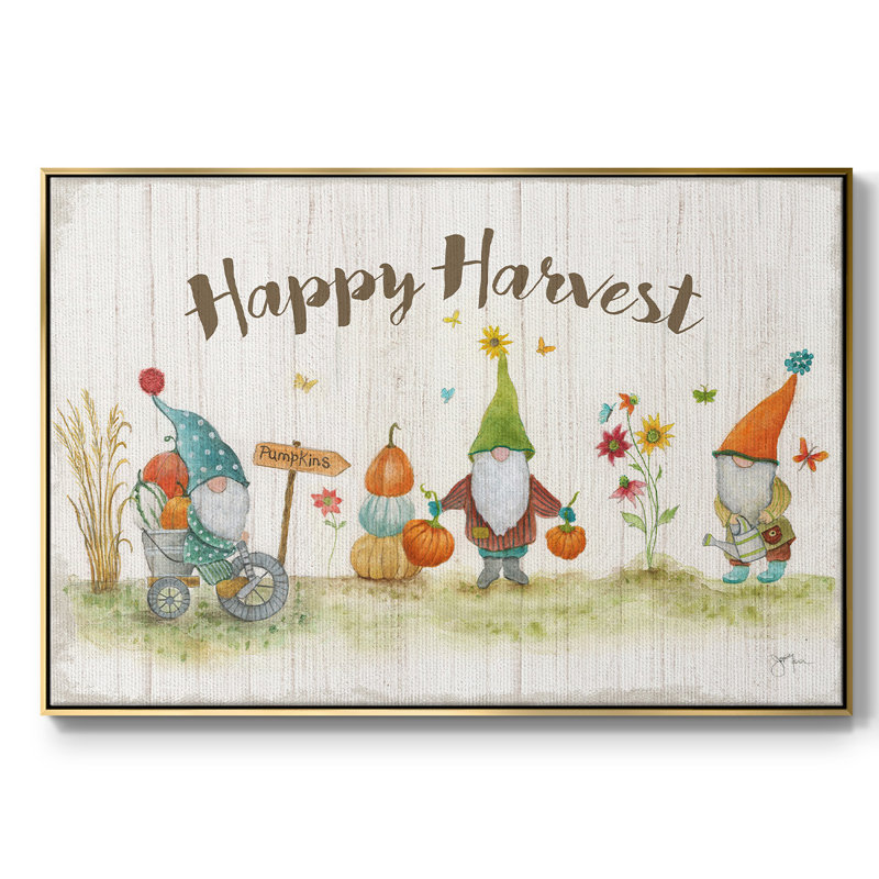 Toile tendue avec châssis Gnome Harvest, H 17 po x l 25 po x P 2 po, Toile avec cadre flottant or