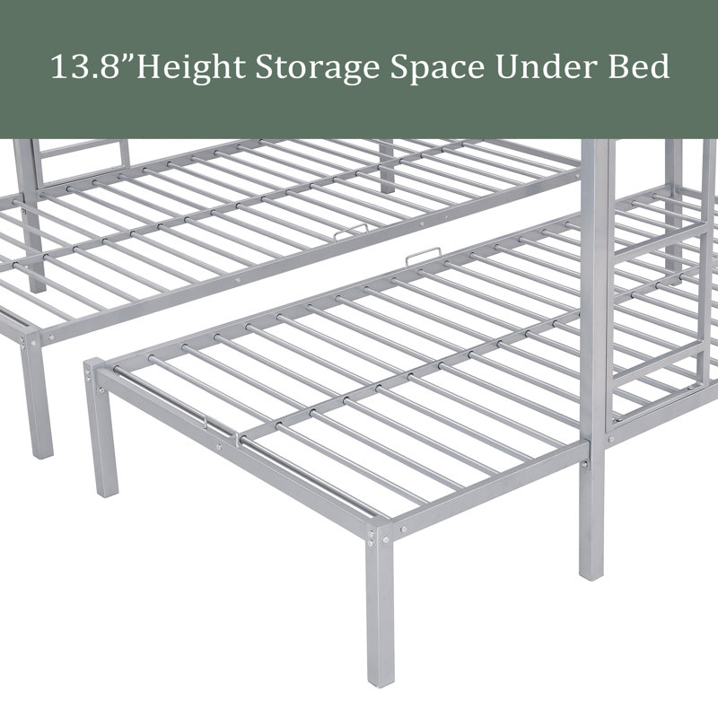 Adaidh Twin over Twin over Full Triple Bunk Bed with Shelves by Isabelle & Max, Silver